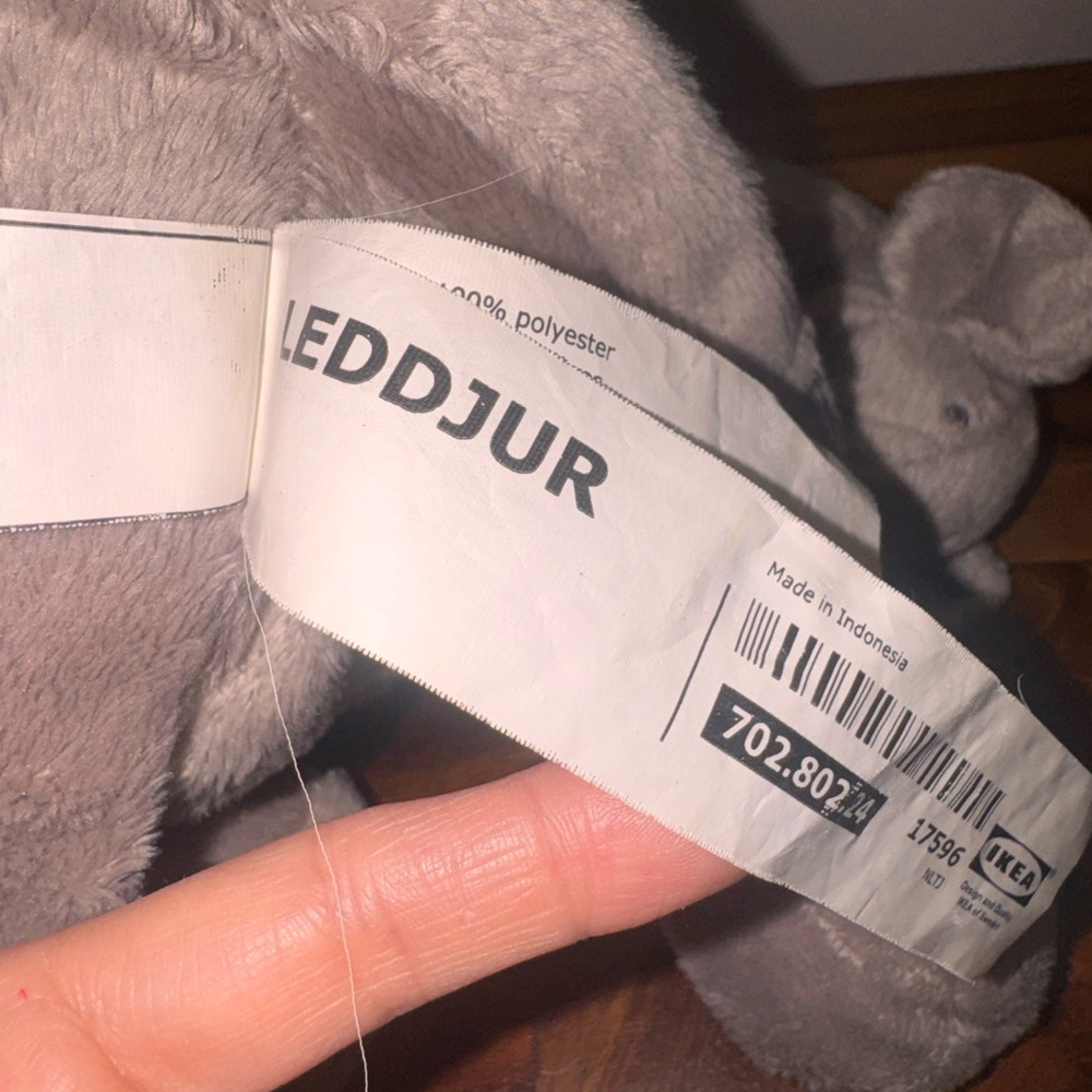 Leddjur Gray Elephant Plush Toy baby - Picture 7 of 7